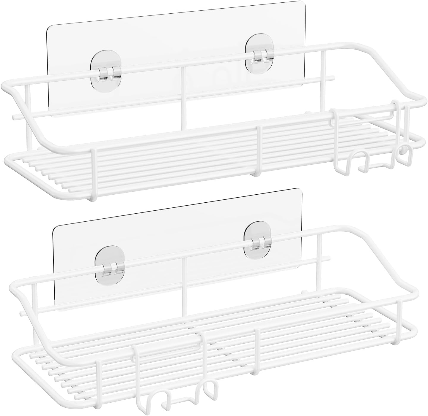 Nieifi Shower Caddy Shelf Storage Rack Adhesive Without Drilling Stainless Steel with Hooks for Washroom, Lavatory, Restroom, Toilet, Bathroom, Kitchen - 2 Pack
