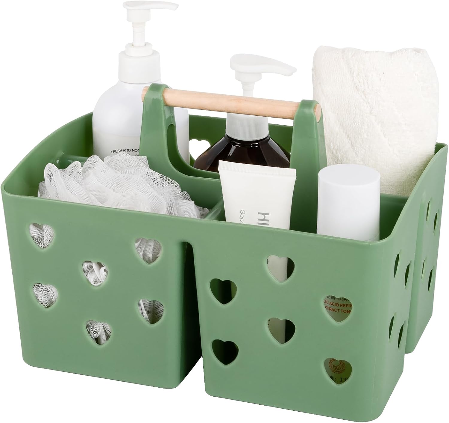 Anyoifax Portable Shower Caddy Plastic Shower Basket Organizer Divided Bathroom Caddy Storage Cleanning Caddy Tote with Handle for College, Dorm Room, Kitchen, Pink