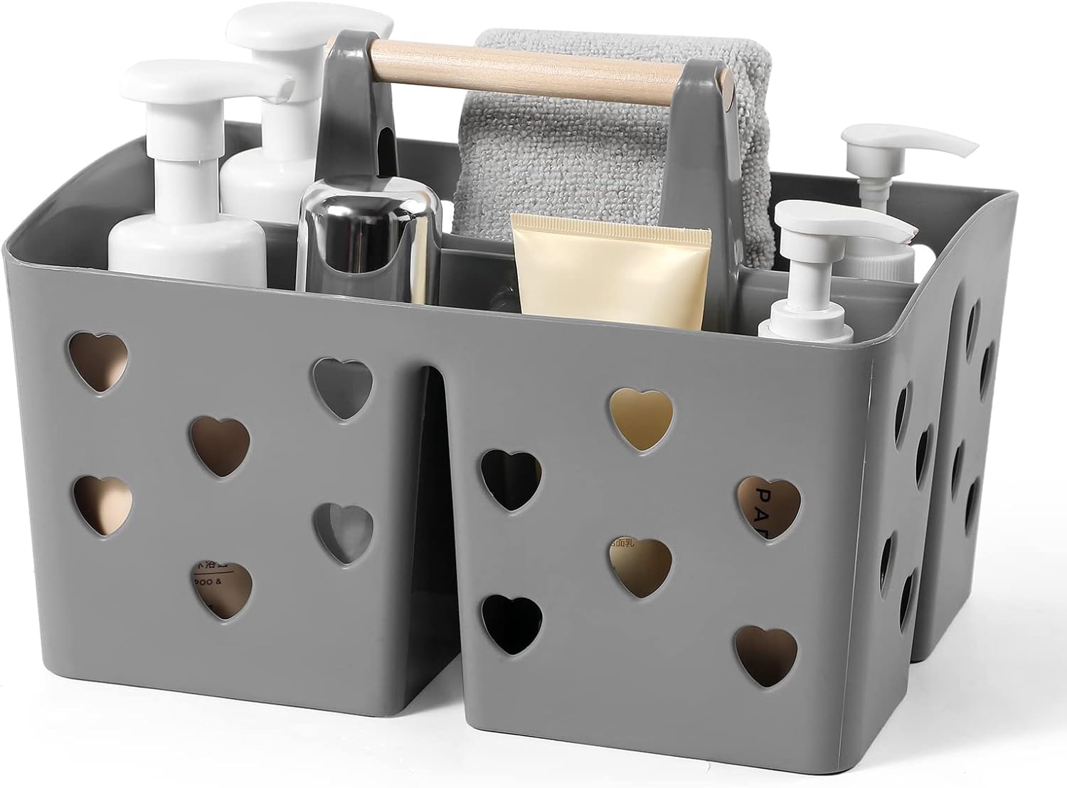 Anyoifax Portable Shower Caddy Plastic Shower Basket Organizer Divided Bathroom Caddy Storage Cleanning Caddy Tote with Handle for College, Dorm Room, Kitchen, Pink