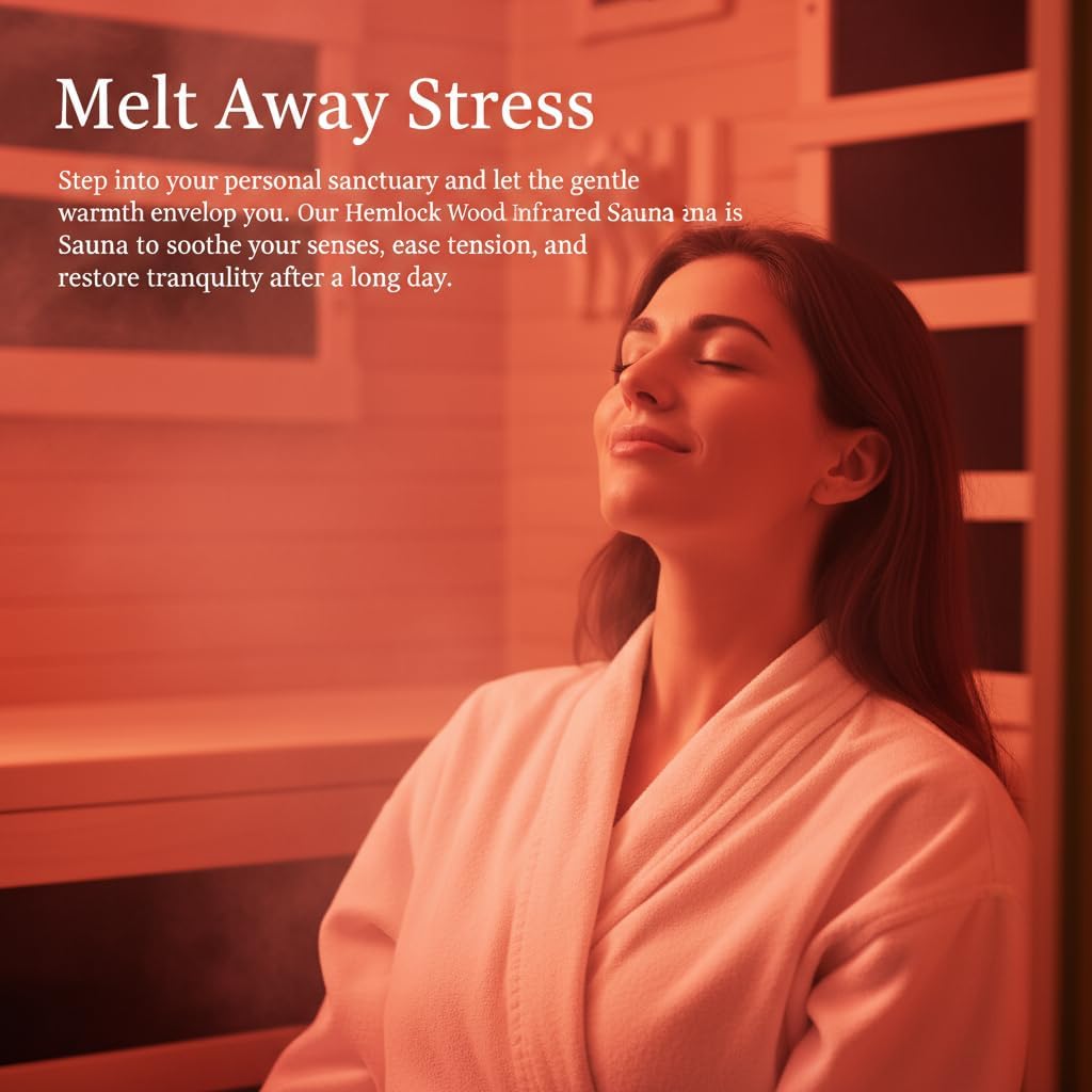 Far Infrared Sauna for 1 Person - 1050W Fast Heating, Canadian Hemlock Wood Home Sauna with Bluetooth Speaker, Chromotherapy & Oxygen Ionizer Easy Assembly Indoor Sauna for Relaxation, Detox, Home Gym