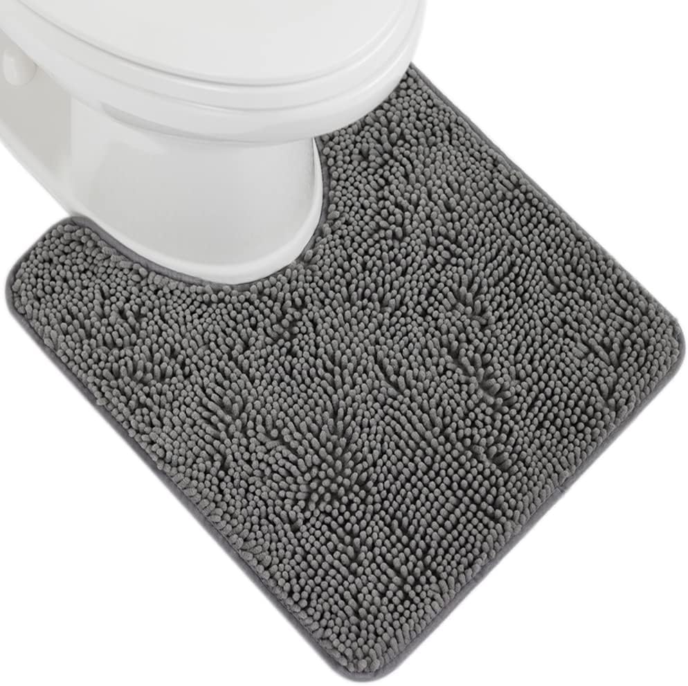 GORILLA GRIP Bath Rug Mat, Thick Soft Absorbent Chenille, Quick Dry Microfiber Mats, Rubber Backing Washable Shower Floor Rugs, US Designed Bathroom Bathmat Home Decor Accessories, 24x17, Grey