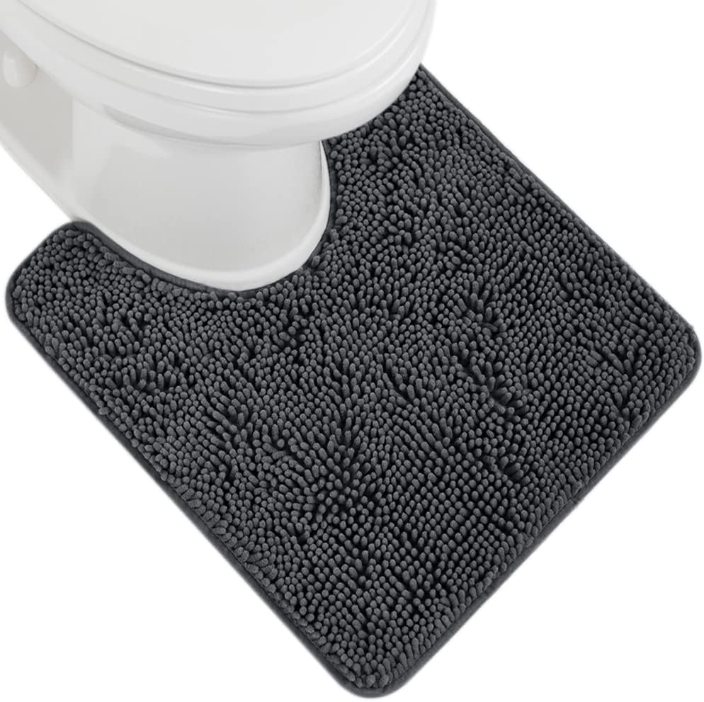GORILLA GRIP Bath Rug Mat, Thick Soft Absorbent Chenille, Quick Dry Microfiber Mats, Rubber Backing Washable Shower Floor Rugs, US Designed Bathroom Bathmat Home Decor Accessories, 24x17, Grey