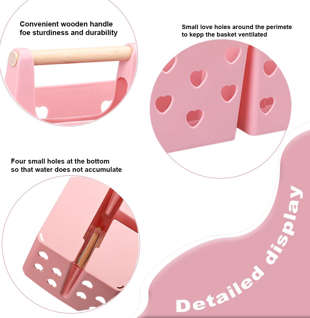 Anyoifax Portable Shower Caddy Plastic Shower Basket Organizer Divided Bathroom Caddy Storage Cleanning Caddy Tote with Handle for College, Dorm Room, Kitchen, Pink