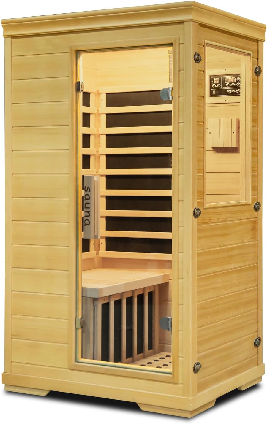 Far Infrared Sauna for 1 Person - 1050W Fast Heating, Canadian Hemlock Wood Home Sauna with Bluetooth Speaker, Chromotherapy & Oxygen Ionizer Easy Assembly Indoor Sauna for Relaxation, Detox, Home Gym
