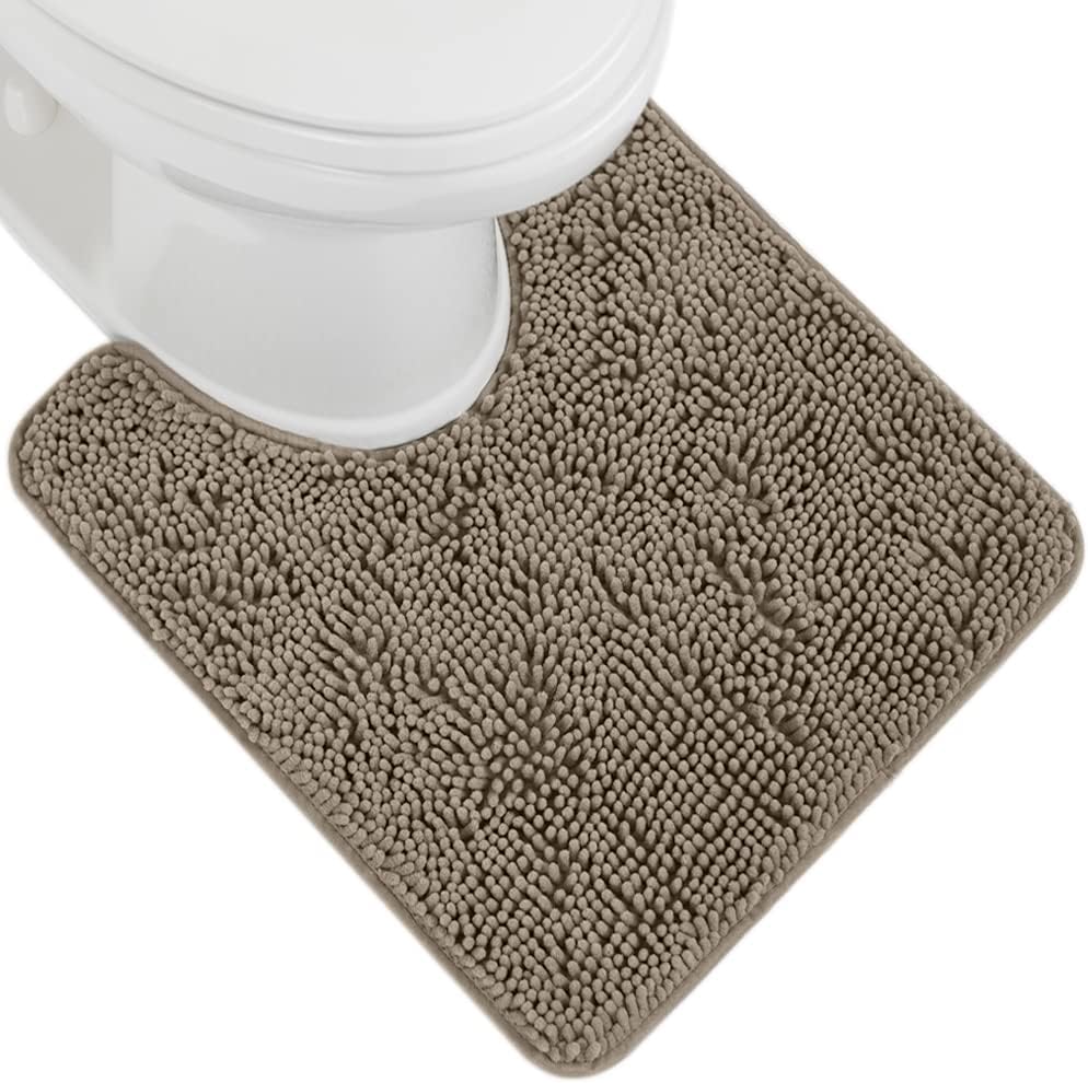 GORILLA GRIP Bath Rug Mat, Thick Soft Absorbent Chenille, Quick Dry Microfiber Mats, Rubber Backing Washable Shower Floor Rugs, US Designed Bathroom Bathmat Home Decor Accessories, 24x17, Grey