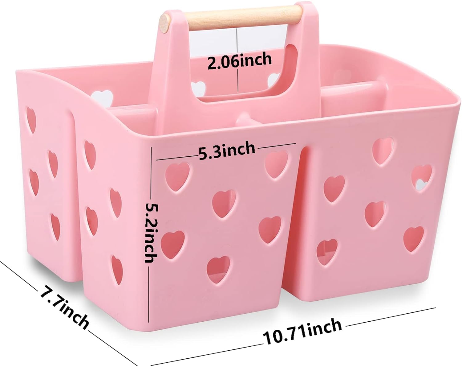 Anyoifax Portable Shower Caddy Plastic Shower Basket Organizer Divided Bathroom Caddy Storage Cleanning Caddy Tote with Handle for College, Dorm Room, Kitchen, Pink