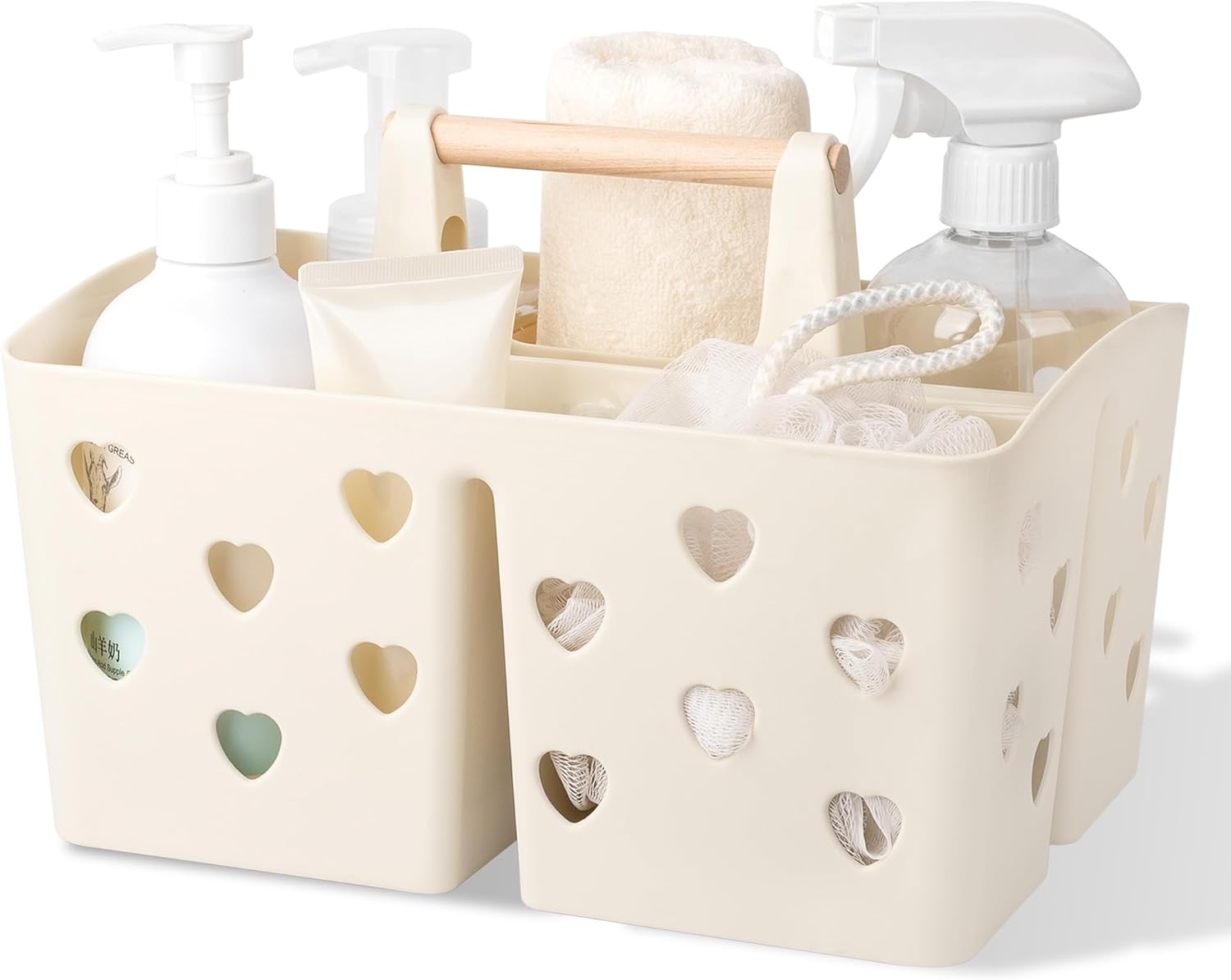 Anyoifax Portable Shower Caddy Plastic Shower Basket Organizer Divided Bathroom Caddy Storage Cleanning Caddy Tote with Handle for College, Dorm Room, Kitchen, Pink