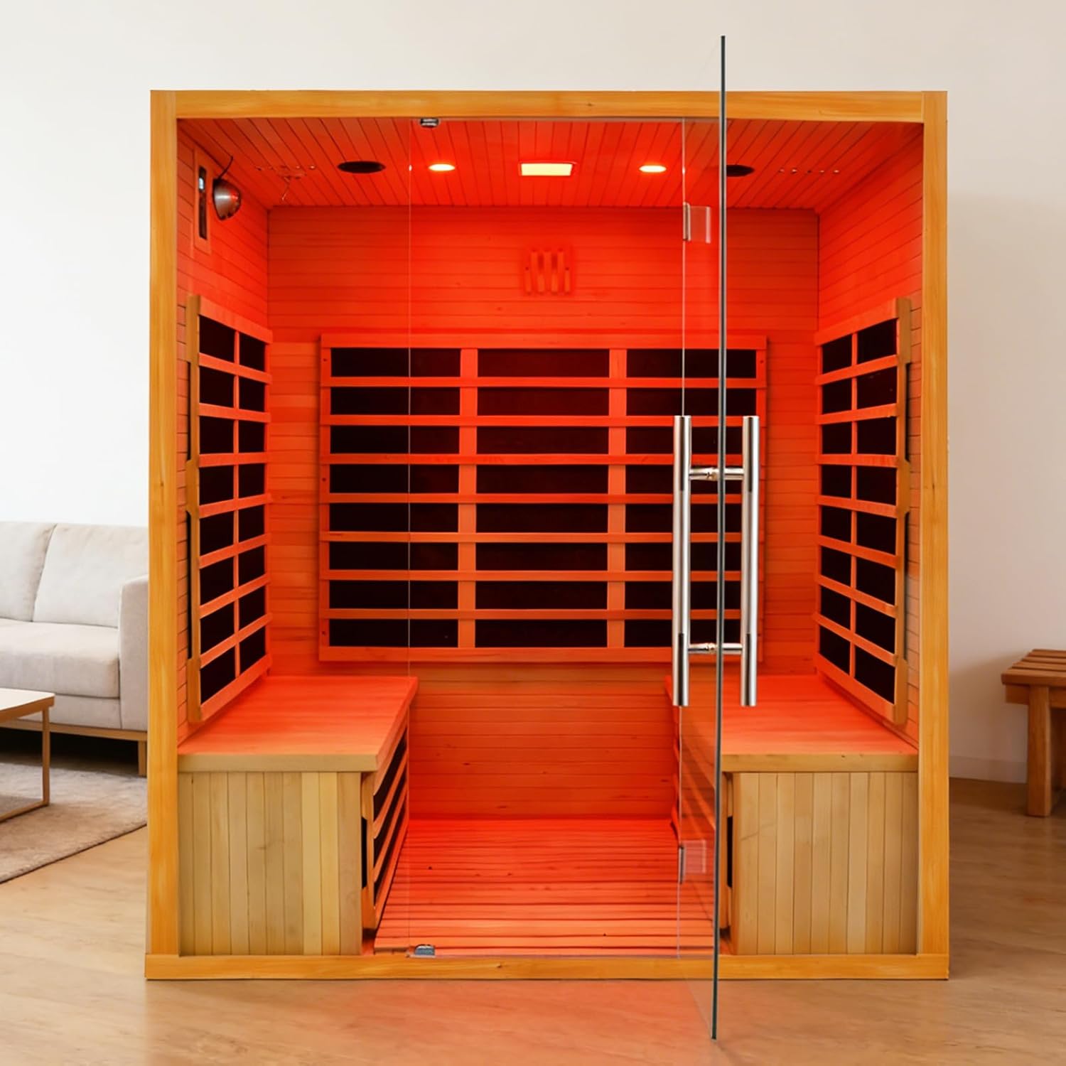 Far Infrared Sauna for 1 Person - 1050W Fast Heating, Canadian Hemlock Wood Home Sauna with Bluetooth Speaker, Chromotherapy & Oxygen Ionizer Easy Assembly Indoor Sauna for Relaxation, Detox, Home Gym