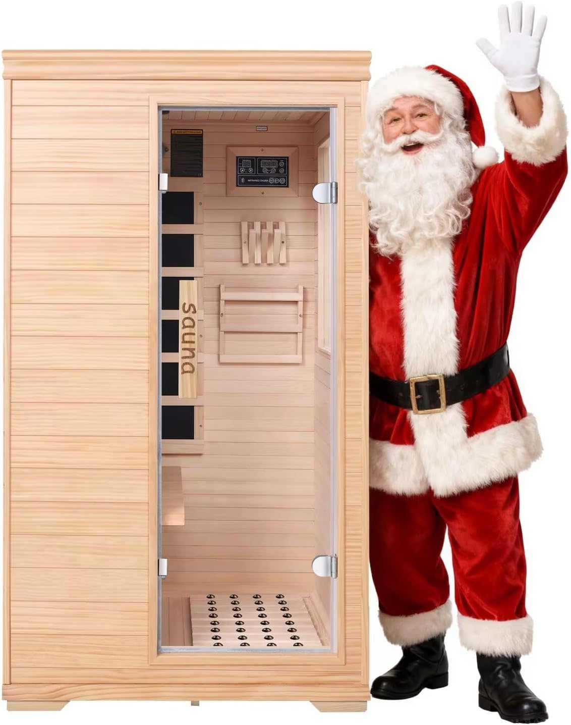 Far Infrared Sauna for 1 Person - 1050W Fast Heating, Canadian Hemlock Wood Home Sauna with Bluetooth Speaker, Chromotherapy & Oxygen Ionizer Easy Assembly Indoor Sauna for Relaxation, Detox, Home Gym