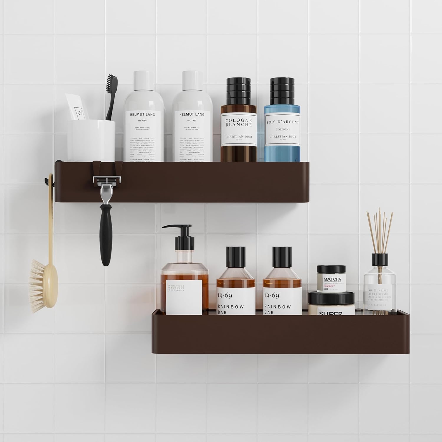 Kitsure Shower Caddy - 2 Pack Adhesive Shower Organizer, Rustproof Metal Shelves, No-Drill Bathroom Organizers and Storage, Black, XX-Large