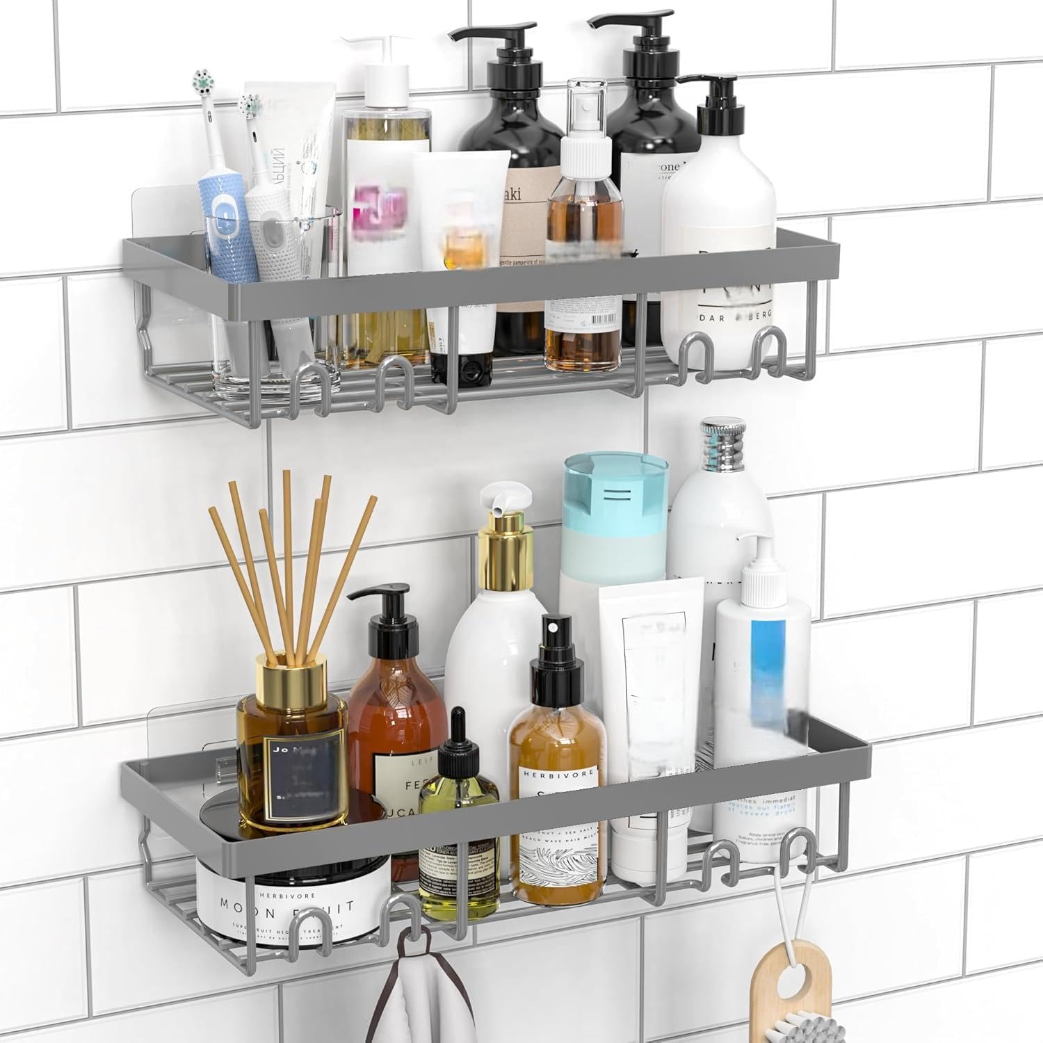 Moforoco Shower Caddy Shelf Organizer Rack, Self Adhesive Black Bathroom Shelves Basket, Home Farmhouse Wall Inside Organization and Storage Decor Rv Accessories, First Camper Apartment Essentials | Basket, Home Farmhouse, Decor, Rv Accessories, First Cam