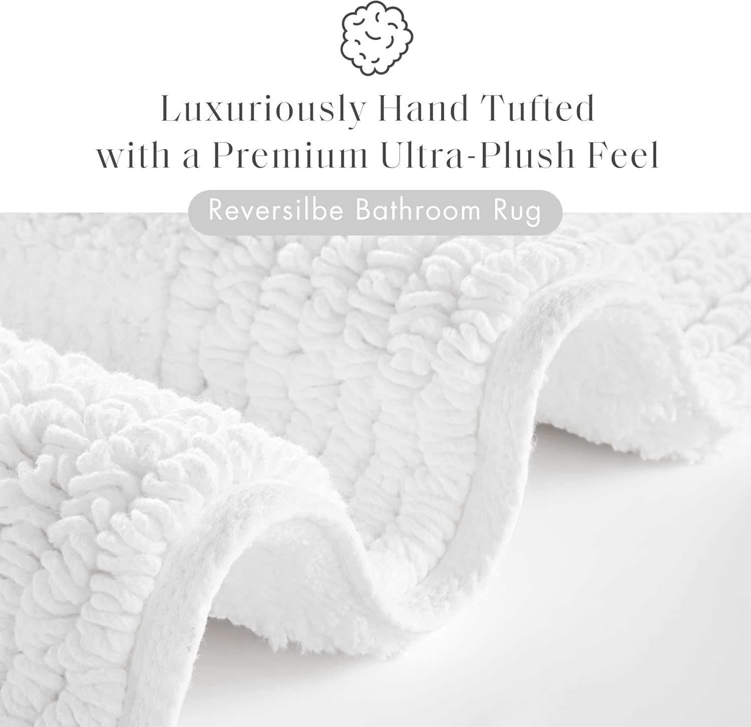 Madison Park Splendor Reversible 100% Cotton Tufted Bathroom Rug-3000 GSM Hotel Quality Luxurious Plush Medium Pile Bath Mat Absorbent, Quick Dry, Shower Room Décor, 21x34, White