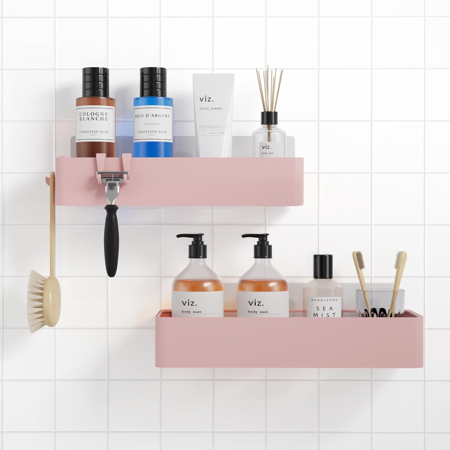 Kitsure Shower Caddy - 2 Pack Adhesive Shower Organizer, Rustproof Metal Shelves, No-Drill Bathroom Organizers and Storage, Black, XX-Large