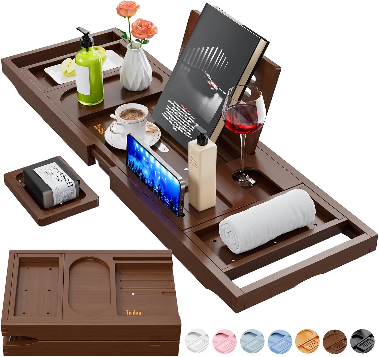 Premium Bathtub Tray Caddy, Expandable Bath Tray, Unique House Warming Gifts, New Home, Anniversary and Wedding Gifts for Couple, Bridal Shower Gift for Women