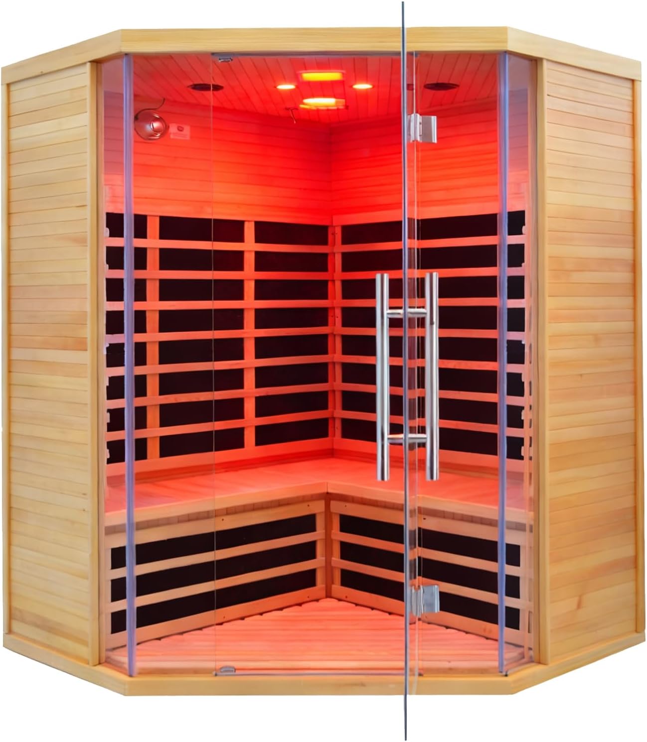Far Infrared Sauna for 1 Person - 1050W Fast Heating, Canadian Hemlock Wood Home Sauna with Bluetooth Speaker, Chromotherapy & Oxygen Ionizer Easy Assembly Indoor Sauna for Relaxation, Detox, Home Gym