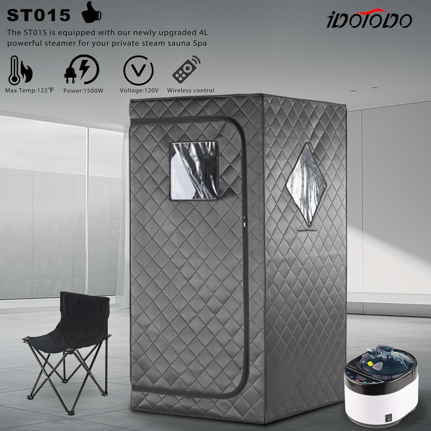 Full Size Home Sauna, Portable Steam Sauna for Home Spa, One Person Foldable Lightweight, Full Body Sauna Tent for Relaxation, 1600W & 4L Steamer Generator, Remote Control, Foldable Chair