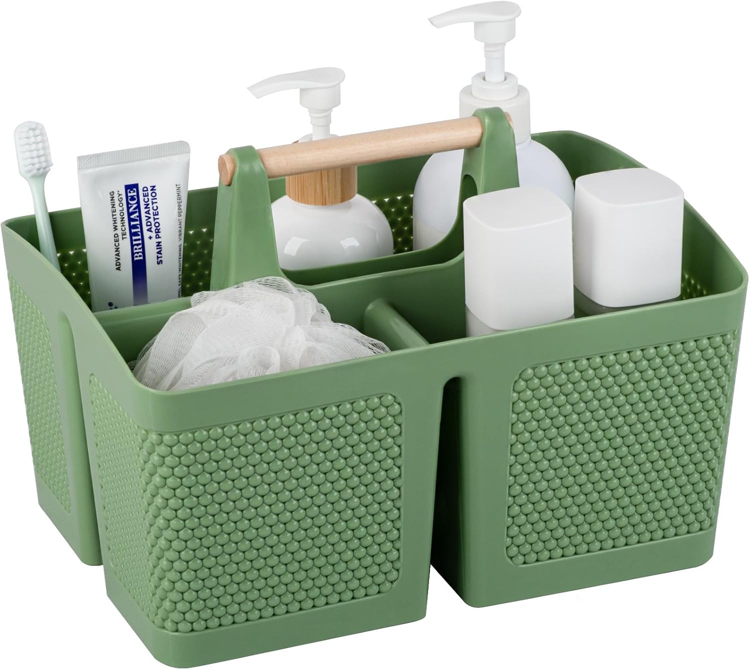 rejomiik Portable Shower Caddy Basket Plastic Cleaning Caddy Organizer Storage Tote with Handle for Bathroom, College, Dorm Room Essentials, White