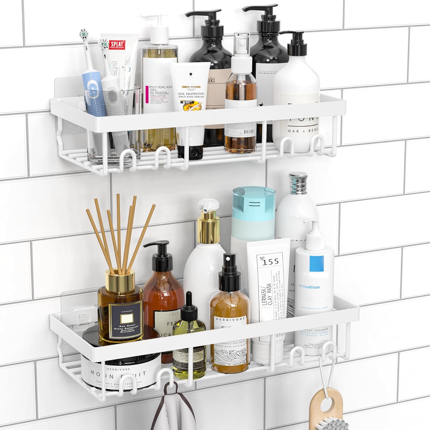 Moforoco Shower Caddy Shelf Organizer Rack, Self Adhesive Black Bathroom Shelves Basket, Home Farmhouse Wall Inside Organization and Storage Decor Rv Accessories, First Camper Apartment Essentials | Basket, Home Farmhouse, Decor, Rv Accessories, First Cam