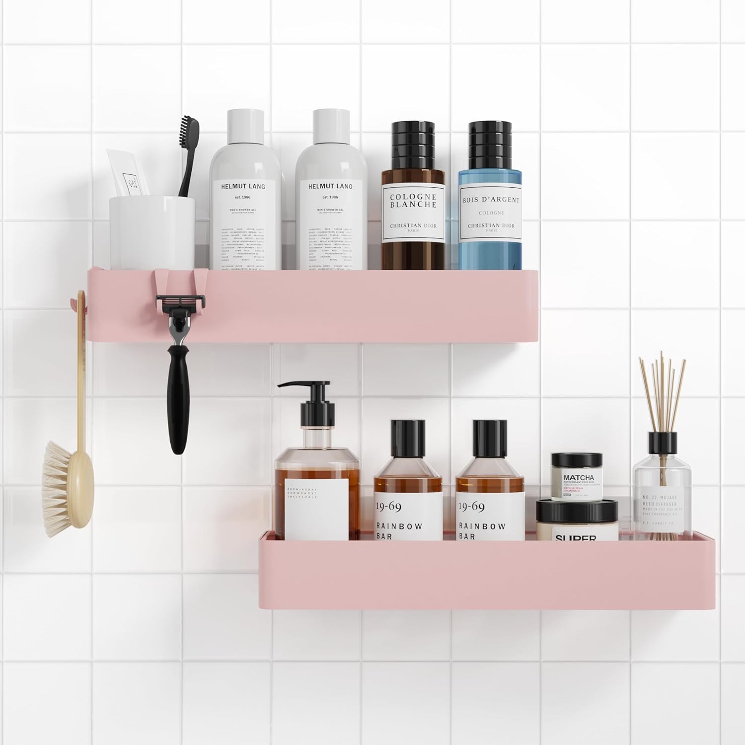 Kitsure Shower Caddy - 2 Pack Adhesive Shower Organizer, Rustproof Metal Shelves, No-Drill Bathroom Organizers and Storage, Black, XX-Large