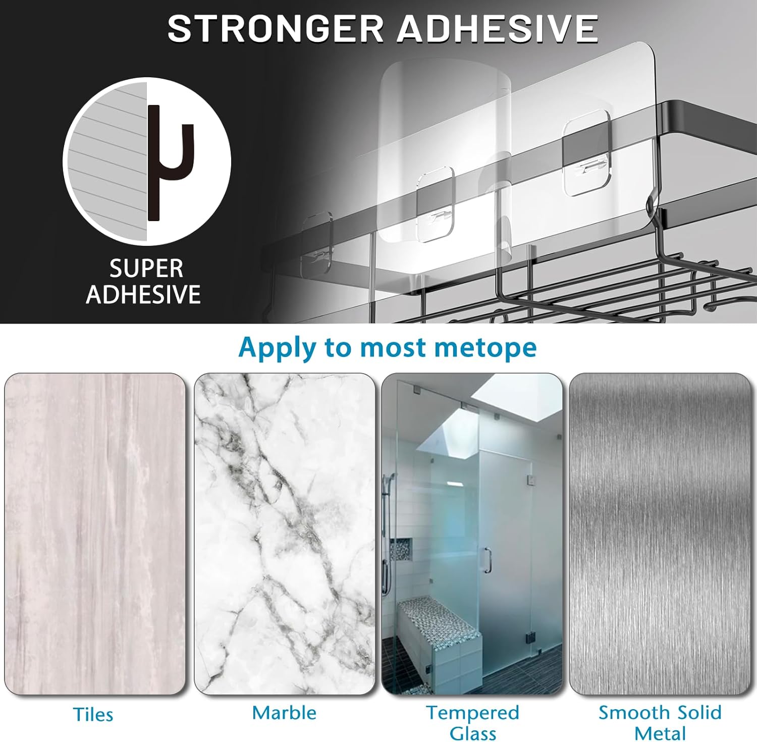 Moforoco Shower Caddy Shelf Organizer Rack, Self Adhesive Black Bathroom Shelves Basket, Home Farmhouse Wall Inside Organization and Storage Decor Rv Accessories, First Camper Apartment Essentials | Basket, Home Farmhouse, Decor, Rv Accessories, First Cam