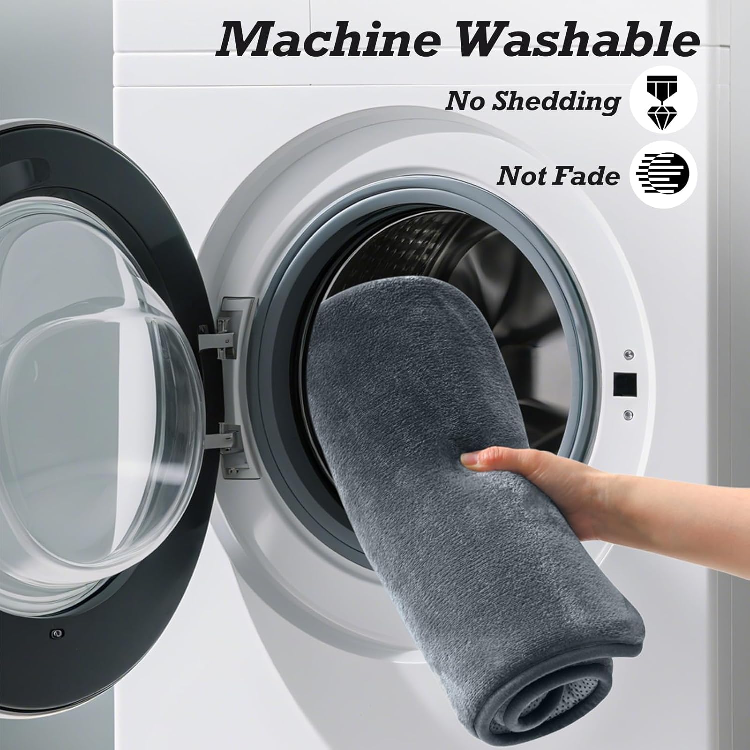 HUXMEYSON Bathroom Rugs Sets 3 Piece, Non-Slip & Quick Dry Bath Mat Set, Ultra Soft Velvet Bath Rugs for Bathroom, Toilet and Shower Floor, Grey