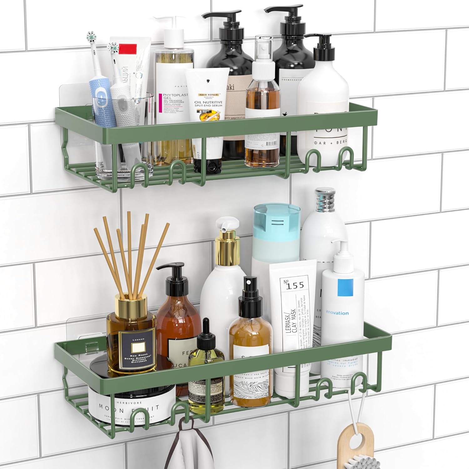 Moforoco Shower Caddy Shelf Organizer Rack, Self Adhesive Black Bathroom Shelves Basket, Home Farmhouse Wall Inside Organization and Storage Decor Rv Accessories, First Camper Apartment Essentials | Basket, Home Farmhouse, Decor, Rv Accessories, First Cam