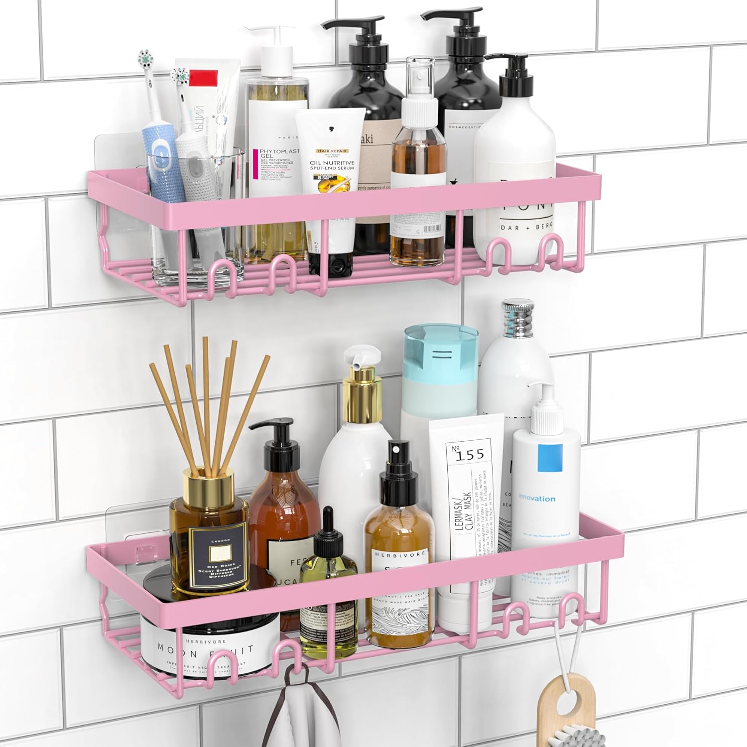 Moforoco Shower Caddy Shelf Organizer Rack, Self Adhesive Black Bathroom Shelves Basket, Home Farmhouse Wall Inside Organization and Storage Decor Rv Accessories, First Camper Apartment Essentials | Basket, Home Farmhouse, Decor, Rv Accessories, First Cam