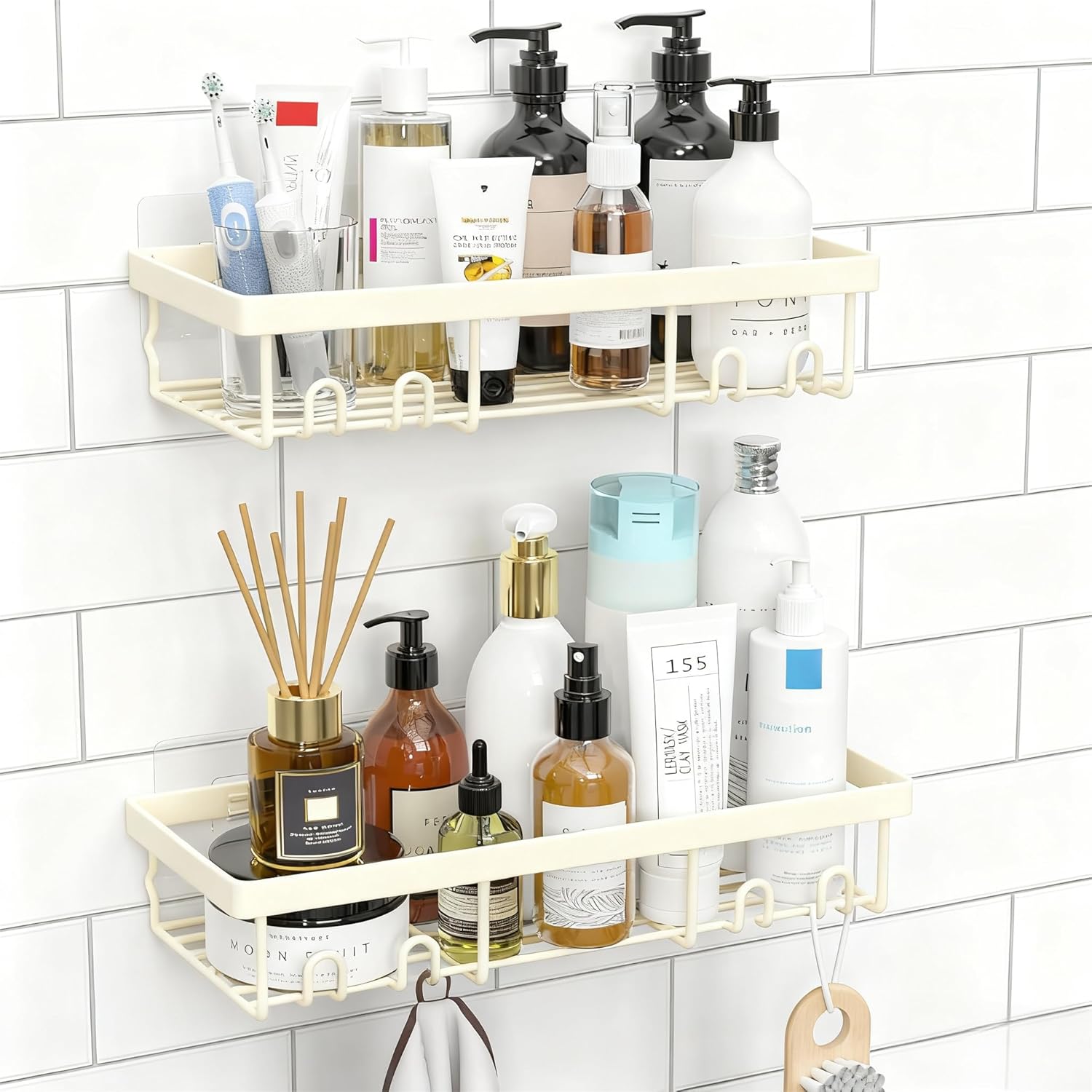 Moforoco Shower Caddy Shelf Organizer Rack, Self Adhesive Black Bathroom Shelves Basket, Home Farmhouse Wall Inside Organization and Storage Decor Rv Accessories, First Camper Apartment Essentials | Basket, Home Farmhouse, Decor, Rv Accessories, First Cam
