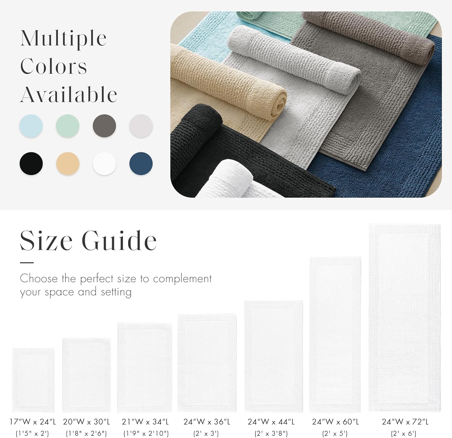 Madison Park Splendor Reversible 100% Cotton Tufted Bathroom Rug-3000 GSM Hotel Quality Luxurious Plush Medium Pile Bath Mat Absorbent, Quick Dry, Shower Room Décor, 21x34, White