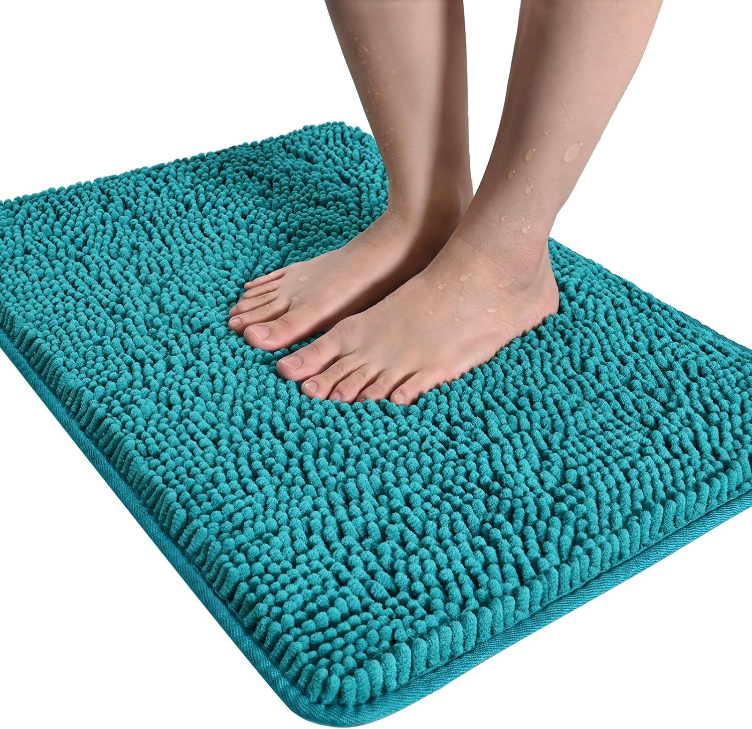 LOCHAS Luxury Bathroom Rug Shaggy Bath Mat 24 x 60 Inch, Washable Non Slip Bath Rugs for Bathroom Shower, Soft Plush Chenille Absorbent Carpets Mats, Gray