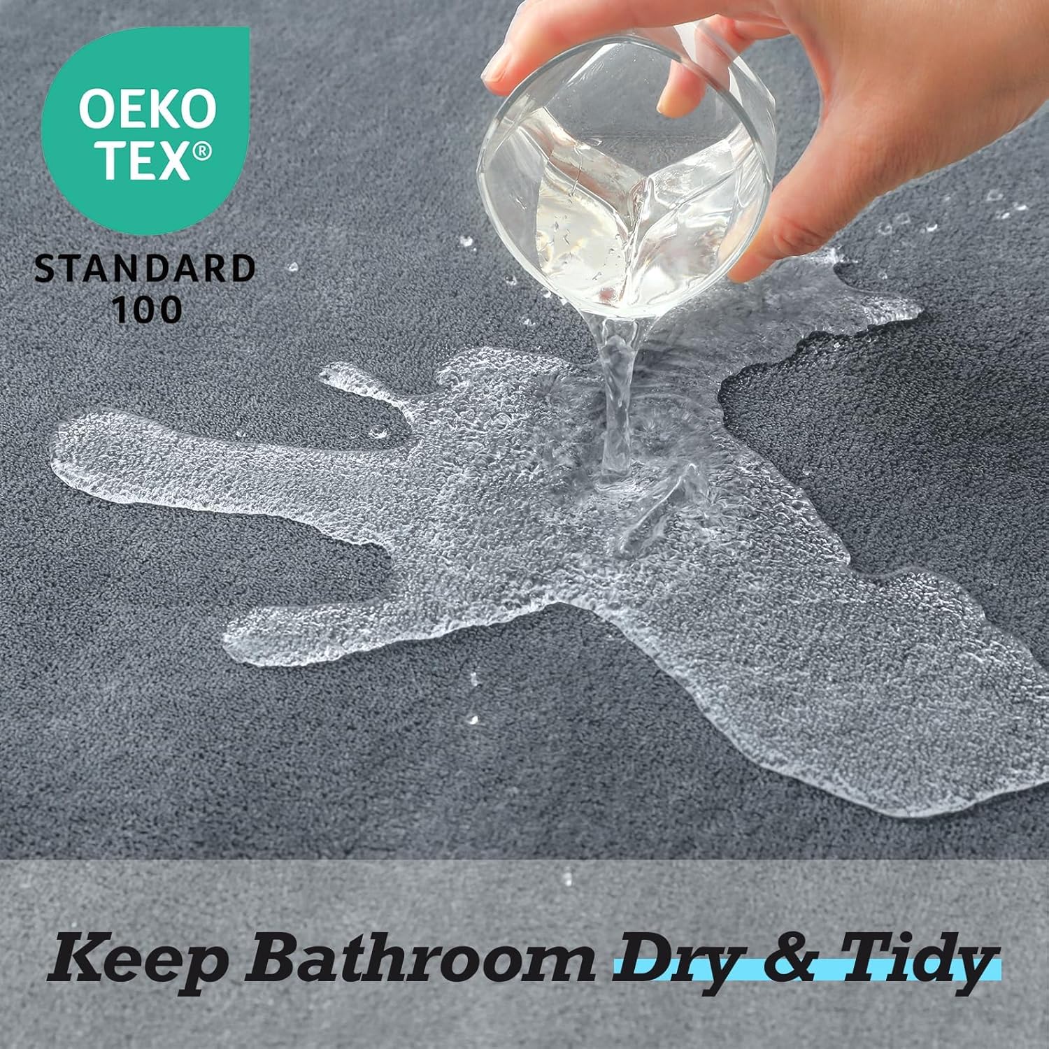 HUXMEYSON Bathroom Rugs Sets 3 Piece, Non-Slip & Quick Dry Bath Mat Set, Ultra Soft Velvet Bath Rugs for Bathroom, Toilet and Shower Floor, Grey