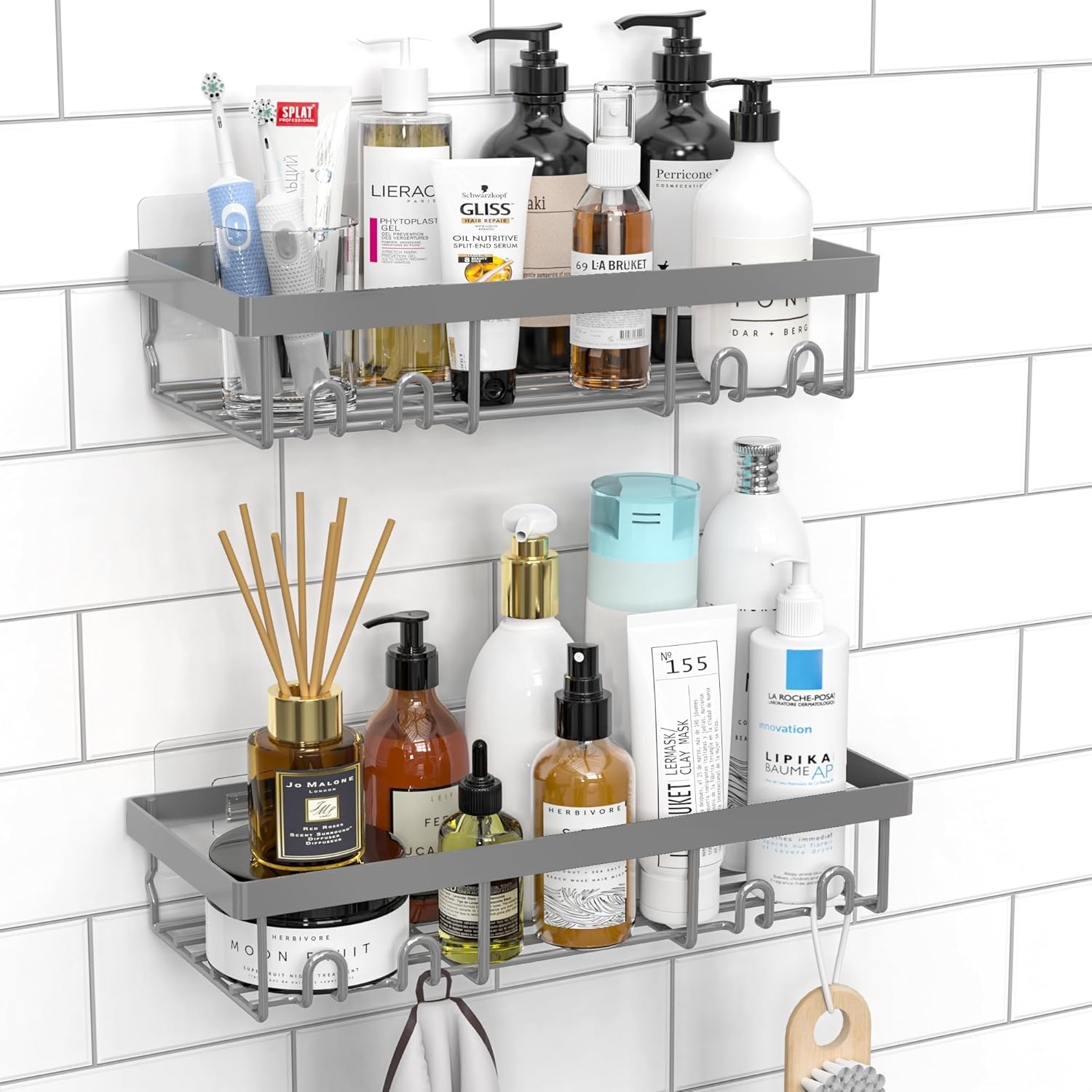 Moforoco Shower Caddy Shelf Organizer Rack, Self Adhesive Black Bathroom Shelves Basket, Home Farmhouse Wall Inside Organization and Storage Decor Rv Accessories, First Camper Apartment Essentials | Basket, Home Farmhouse, Decor, Rv Accessories, First Cam