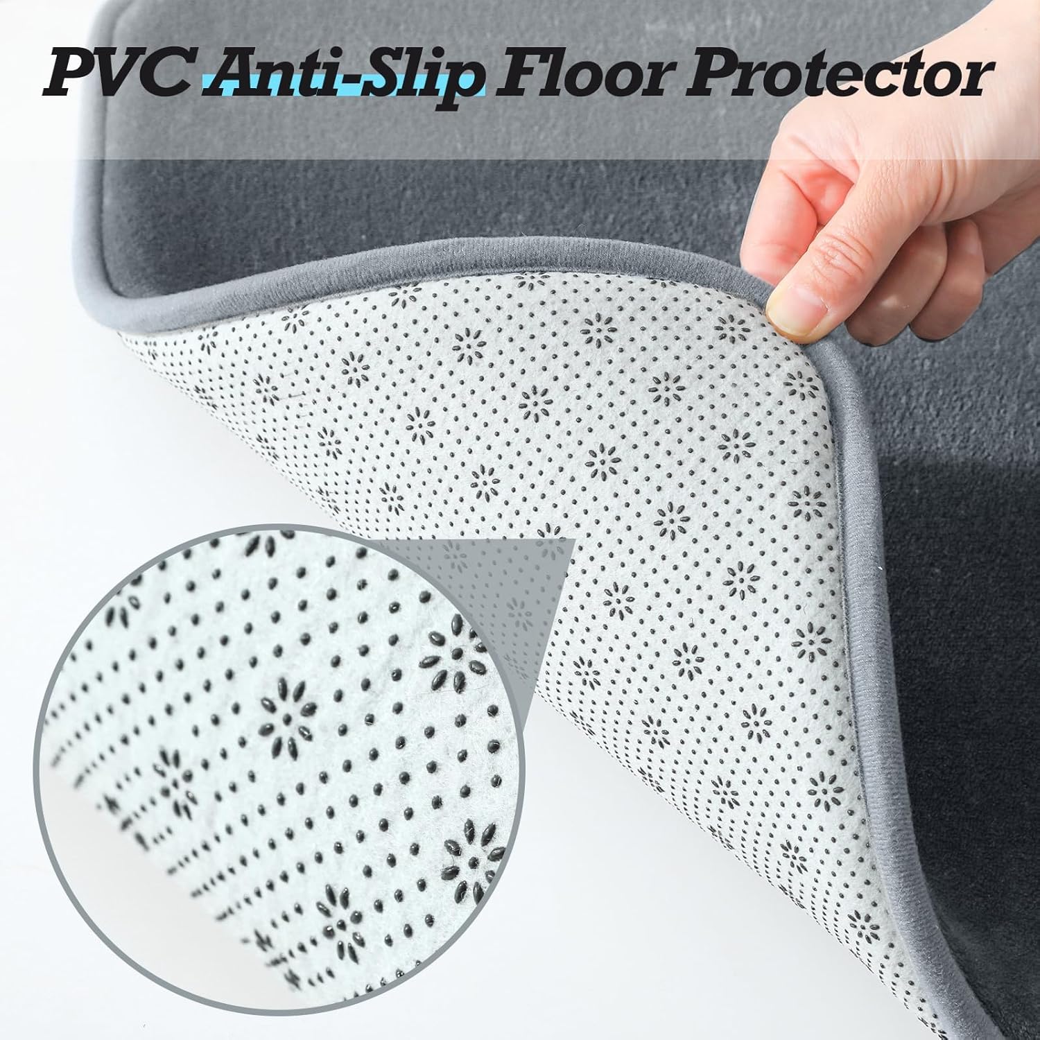 HUXMEYSON Bathroom Rugs Sets 3 Piece, Non-Slip & Quick Dry Bath Mat Set, Ultra Soft Velvet Bath Rugs for Bathroom, Toilet and Shower Floor, Grey