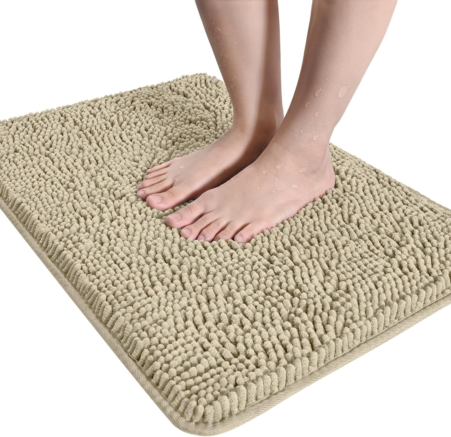 LOCHAS Luxury Bathroom Rug Shaggy Bath Mat 24 x 60 Inch, Washable Non Slip Bath Rugs for Bathroom Shower, Soft Plush Chenille Absorbent Carpets Mats, Gray