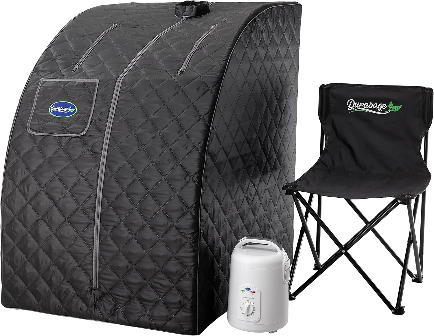 Durasage Lightweight Portable Personal Steam Sauna Spa for Relaxation at Home, 60 Minute Timer, 800 Watt Steam Generator, Chair Included (Black)